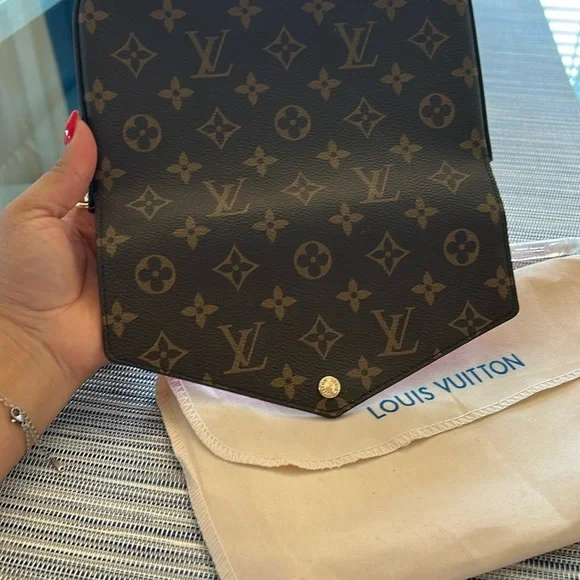 Louis Vuitton Brown Monogram Crossbody Bag with Gold Chain